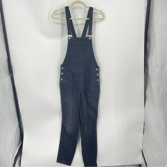 Old Navy OG Straight Black Wash Denim Bib Overalls Size 4 Jean - Picture 1 of 9